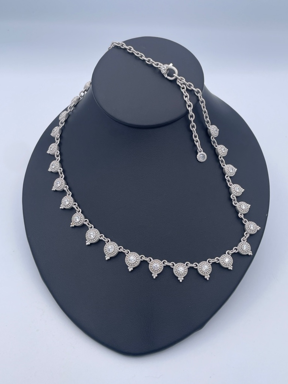Judith Ripka Sterling Silver CZ Drop Link Necklace 925 Thailand Collectible - Picture 10 of 10